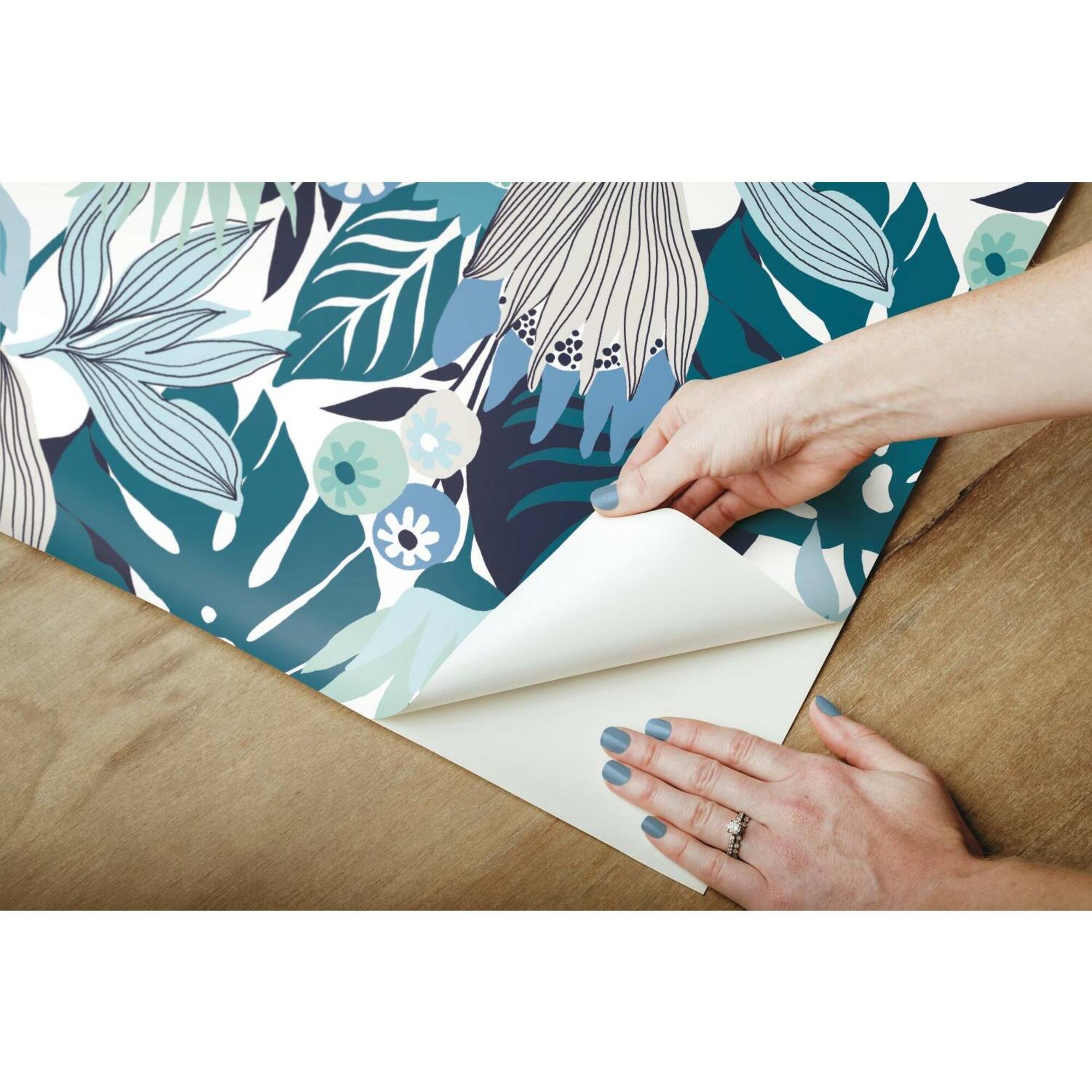 RoomMates Retro Tropical Leaves Peel & Stick Wallpaper